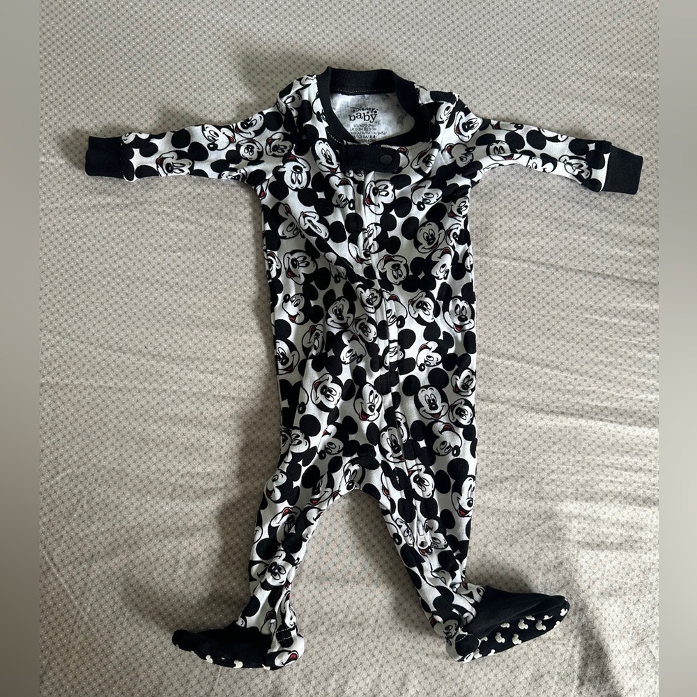 Disney Mickey Mouse Black and White Kids Footie 0-3 mo